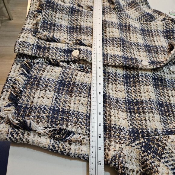 Blank NYC Once In A Lifetime Blue Plaid Tweed Shacket Medium Lady Jacket Western - Picture 11 of 15